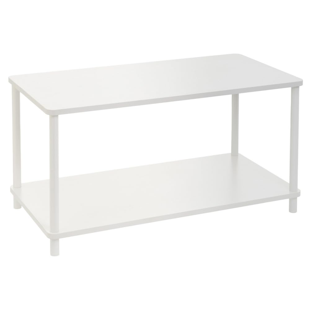 LOLAhome Mesa de Centro con Estante de Metal y MDF Blanca de 80x41 cm