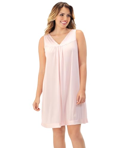 Image of Exquisite Form Women's 30107 Nylon Tricot Sleeveless Short Knee Length Nightgown