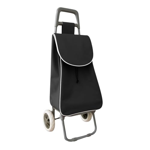 Weida Carro de la Compra con 2 Ruedas | Resistente y Ligero | Mango Ergonómico y Bolsa Impermeable | Arrastre Cómodo y Estable | Ideal para Supermercado y Uso Diario | 91cm-25cm-35cm (Negro)