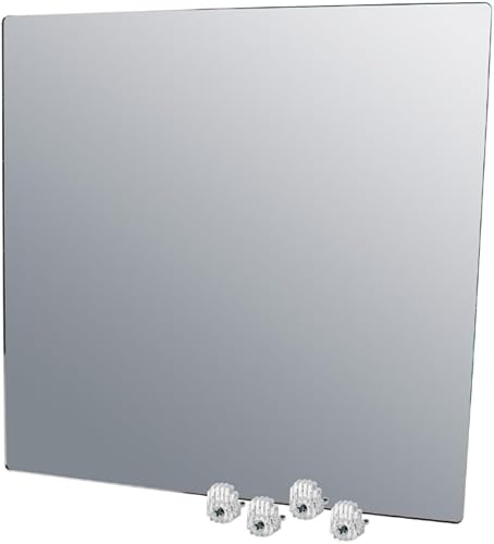 Marketing Holders Lámina de espejo acrílico de 12 x 12 pulgadas, reflectante, sin marco, esquinas redondeadas, pantalla ligera con clips de espejo