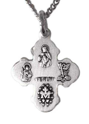 Heartland Store Petite Size Sterling Silver 4 Way Pendant + 16 Inch Rhodium Plated Chain & Clasp| USA Made3