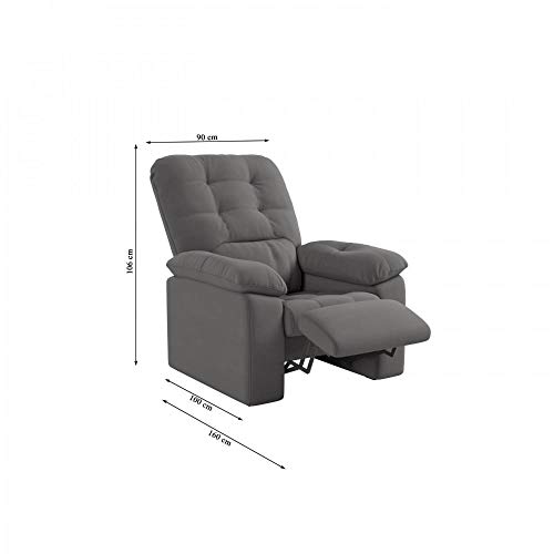 Poltrona do Papai Reclinável Suede Veludo Estoril Espresso Móveis Cinza