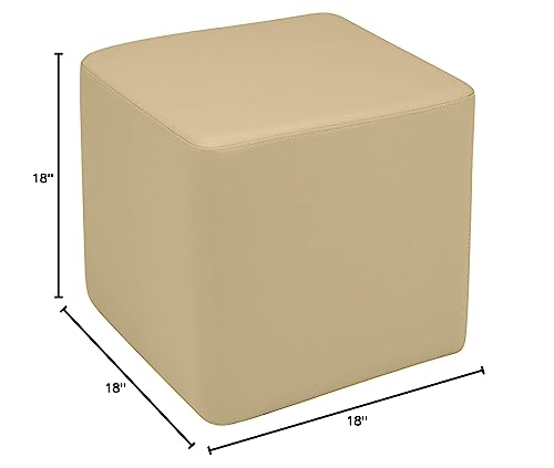 Image of Sprogs 18 inch H Structured Cube Stool -Flexible Modular Collaborative Soft Seating for Office, Home, Lounge and School Classrooms with Durable Frame -Sand, SPG-1001N-SD-A