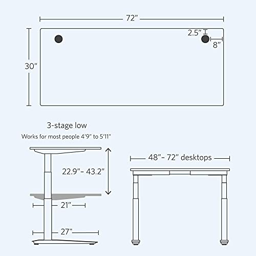 Image of Fully Jarvis Standing Desk 72 inch x 30 inch White Laminate Top - Electric Adjustable Desk Height from 23 inch to 43 inch with Memory Preset Controller (Rectangle, White Frame)