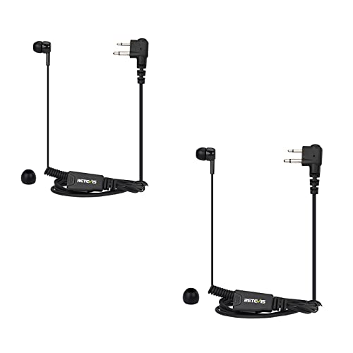 Retevis In Ear Two Way Radio Headset with Mic Compatible with Motorola CP040 CP140 GP300 GP2000 MAG ONE A8 HYT TC500 etc Two Way Radios Security Walkie Talkie Headphones 2 Pin(2 Pcs)
