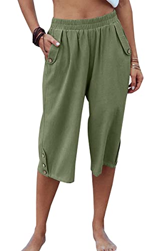 Image of Veatzaer Women's Elastic Waist 3 /4 Capri Harem Pants with Pockets Casual Loose Solid Yoga Trousers S-XXL