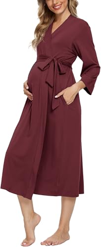Image of Xpenyo Women's Maternity Sleepwear,Labor/Delivery/Nursing/Hospital Nightgown Kimono Robes Long Pregnancy Loungewear