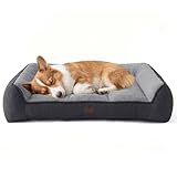 Bedsure Orthopedic Dog Beds Large Medium Sized Dog - Extra Thick Supportive Medium Dogs Bed with Waterproof Washable Cover, Comfort Pet Bed Sofa with Soft Plush Sherpa and Nonskid Bottom, Grey, 35"