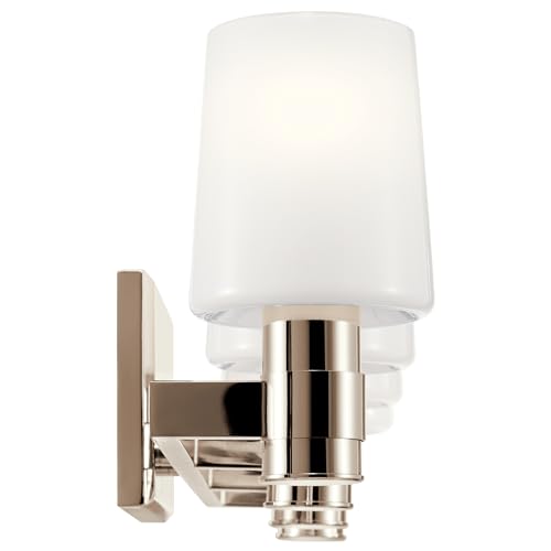 Image of Kichler Adani 4-Light Bathroom Vanity Light Fixture with Opal Glass in Polished Nickel, Modern Wall Mount Lighting Over Mirror for Bathroom (8.25 inch x 30 inch), 55177PN