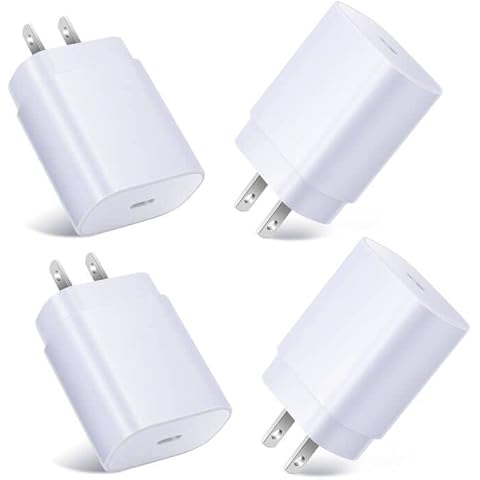 USB C Wall Charger, Excgood [4Pack] 25W Super Fast Charger Type C Charging Block Compatible with Galaxy S24 S23 Ultra/S22/S21 FE/S20, A53/A54/A80/A71, Note 10, Tab S8+, Pixel 7 - White Cover