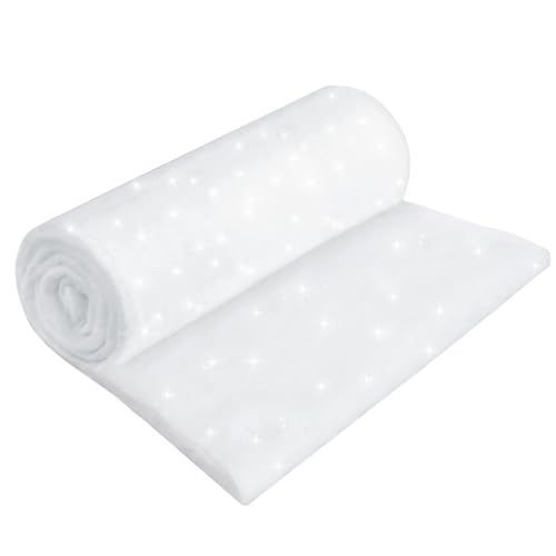 Christmas Glitter Snow Blanket, Fake Snow blanket Roll Indoor Decoration Artificial Snow Blankets Set For Winter Wonderland Christmas Village Wall Tree Xmas Backdrop Party Decor (15.74In×9.8Ft)