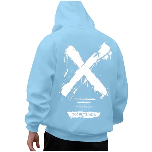 KOG Hoodie Herren Backprint Hoodies Tie-Dye Muster Sweatshirt mit Kapuze Mode Streetwear Junge Kapuzenpullover Warme Hooded Sweatshirt Casual Teenager Kleidung Baumwolle Oberteile Hellblau S