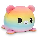 TeeTurtle - The Original Reversible Bear Plushie - Pride - Brown + Rainbow - Cute Sensory Fidget Stuffed Animals That Show Your Mood!