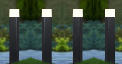 Image of Bollard Outdoor 24 inch Pole Light for Home Decorative Exterior /Outdoor Light /Gate Light /Garden Lamp /Pillar Lamp /Gardner Lights, Grey (Pack of 4),