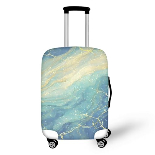 Housse Valise XL Marbre Bleu élastique couvre bagage lavable et réutilisable