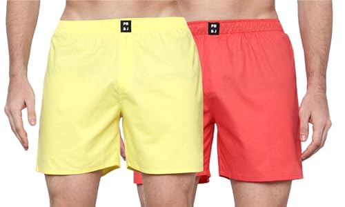 Image of PB & J Men's Cotton Boxers Pack of 2 | Premium Bottom wear | Boxer Shorts for Men |(Assorted Boxers - Colors May Vary)