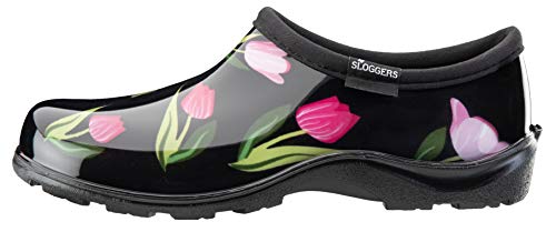 Sloggers Waterproof Garden Shoe For Women – Outdoor Slip-On Rain And Garden Clogs With Premium Comfort Support Insole, (Tulip Black), (Size 10) #TOP2