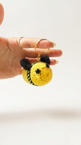 Image of Handmade Crochet Rose Flower Keychain for Women & Girls, Cute Red Flower Key Ring, Soft Yarn Knitted Charm, Romantic Gift, Bag Accessory, Car Key Holder, Aesthetic Handmade Gift