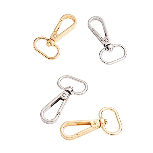sylbx 20 Stück Drehbarer Karabiner Klein Drehbare Karabinerhaken Schwenker Hummer Haken SchlüSselanhäNger Snap Hooks aus Metall Haken fur SchlüSselringe 360° Drehbar (Golden/Silber)
