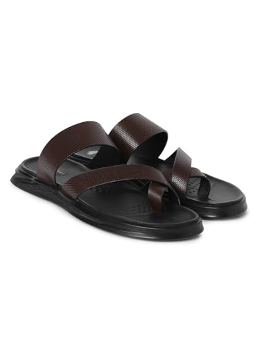 Image of Gabicci Mens Toe Loop Sandal, Slip On Entry, (Size 40-45), Full Grain Leather, Casual Lounging Sandal, PU Sole, Flat Heel, Hope