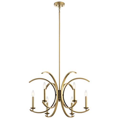 Kichler Cassadee 16.5 6 Light Chandelier in Brushed Natural Brass