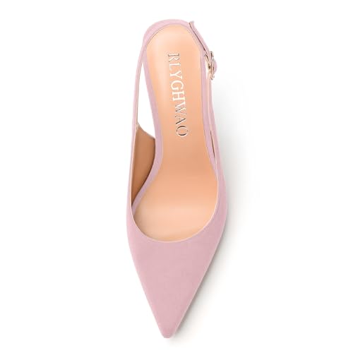 Womens High Heels Fashion Pointed Toe Buckle Slingback Pumps Solid Suede Shoes for Women3