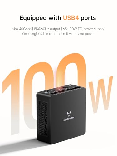 Image of MINISFORUM UM690L Slim Mini PC, AMD Ryzen 9 6900HX Mini Computer (8C /16T, up to 4.9 GHz), 16GB LPDDR5 and 1 TB PCIe 4.0 SSD, DP /HDMI 2.1 /USB 4, 4 x USB Type-A, WiFi 6E /BT 5.3