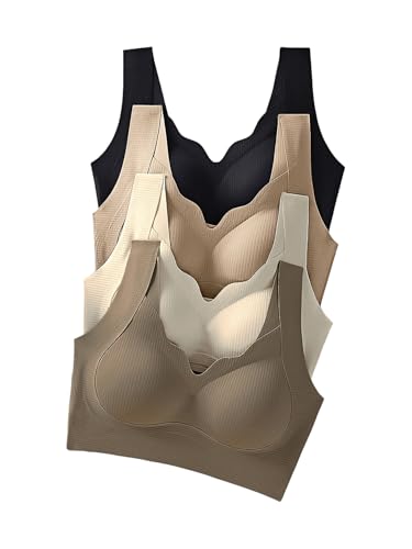 Women's 4 Pack Seamless Bra Push Up Supportive No Underwire Padded Comfy Everyday Bras