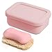 Leak Proof Silicone Travel Soap Case with Draining Tray - Bar Soap Holder for Travel, Gym & Camping - Mess-Free Portable Soap Container for Carry-on Bags (Light Pink)