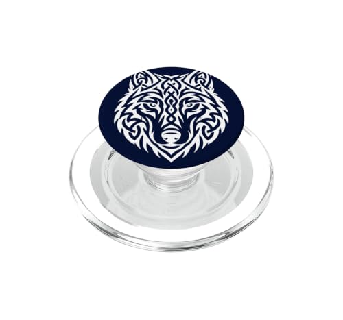 PopSockets para MagSafe Lobo Cara Ornamental Blanco ideal para fotos y videos estables