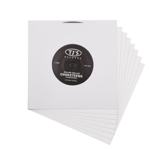20 fundas interiores para discos de vinilo, fundas interiores de papel pesado sin ácidos, fundas interiores cuadradas de papel kraft blanco con agujero para álbumes LP, White, 7 pulgadas