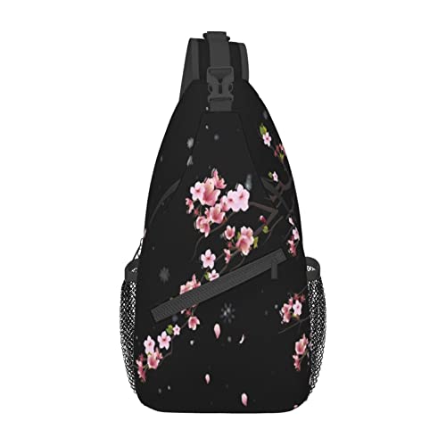 NISENASU Pattern Print Sling Bag Crossbody Backpack,Adjustable Chest Bag Casual Shoulder Backpack Travel Hiking Daypack, 6 Cherry Blossom, One Size, Sling Backpacks