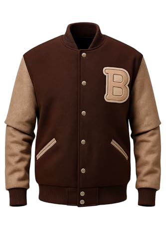 Hotline Miami Bomber Varsity Brown Racing Wool Letterman B Patch Handmade Light Weight Jacket