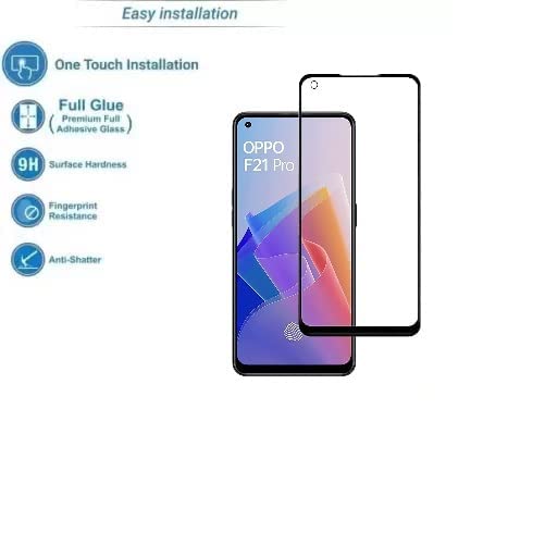 Image of Screen Protector for Oppo F21 Pro (Black) Tempered Glass Edge-to-Edge 6D Screen Guard With Installation Kit