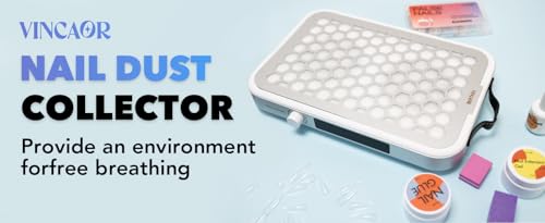 Professional Nail Dust Collector, 1600PA Portable, 10 Speeds, Matte White, Modern, Lightweight, Nail Vacuum for Home & Salon, Disposable Filter Papers