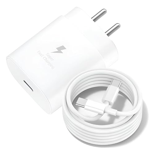Image of Samsung 25W Type C FastCharge Power Adapter with PD Rapid Charging Block High Efficiency Safe Protection Compact Travel Friendly Universal Charger for Smartphones Tablets and USB-C Devices (White)