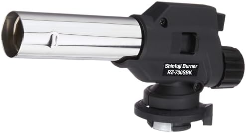 （19:00時点） 【Amazon.co.jp 限定】 新富士バーナー 日本製 パワートーチ ガスバーナー 逆さ使用可能 炙り調理 溶接 火力調節 火口径:22mm 小型 ブラック RZ-730SBK