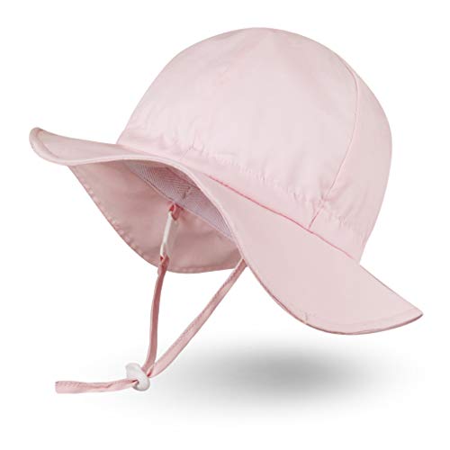 Ami&Li tots Niña Sombrero de Sol ala Ancha Ajustable Sombrero Protección Solar UPF 50 para Bebés, Niñas Niños Infantil Pequeñito Unisexo - M: Rosa