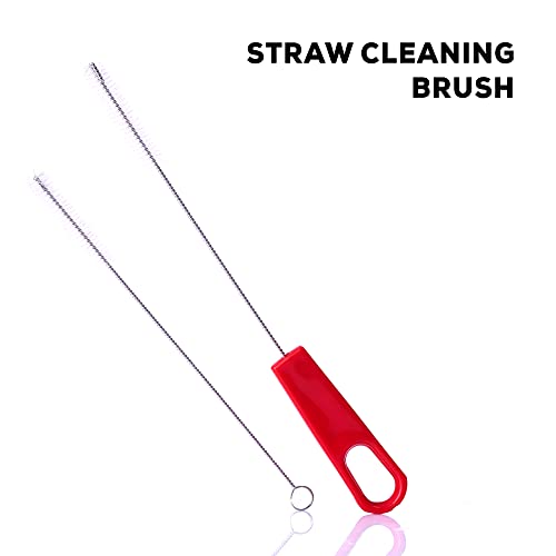 Image of Baybee Baby Straw Cleaning Brush Set Combo Cleaner Set Of 2-Pieces Rotation 360 Degrees - Red (Brush)