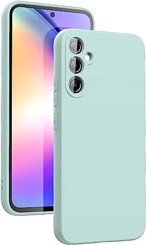 Image of DIZORO Microfiber Candy Case Compatible for Samsung A14 5G Smooth Touch Cushion Liquid Soft Silicone Gel Rubber Phone Cases Non-Slip Full Body Protective Shockproof Back Cover (Mint Green)