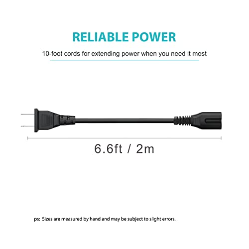 Image of YCWZZH 2 Prong Power Cable Cord for TCL Roku Smart LED LCD HD TV 24 inch 32 inch 40 inch 42 inch 43 inch 48 inch 50 inch 55 inch 60 inch 65 inch 75 inch 85 inch Inch TCL Roku TVS AC Power Cable Cord Plug A Power Supply Cord Cable Replacement