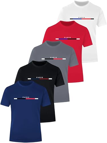 Men's Paris Graphic T-Shirt Quick-Dry Breathable Mesh Tees Letter Printed Short Sleeve Round Neck Casual Design Tops