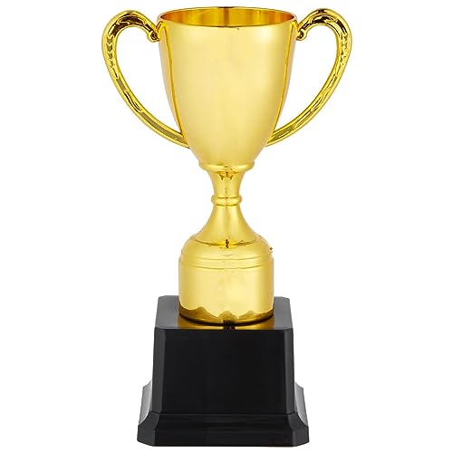 Blue Panda Trophy Award Cup Set - 3-Pack, 7-Inch Gold Plastic Cups - Mini Participation Trophies for Kids
