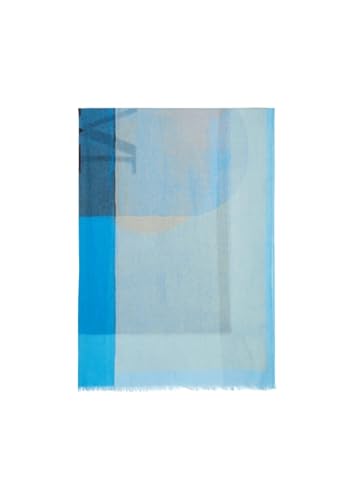 Marc O'Polo Damen Schal mit Allover-Print leicht, Mehrfarbig (Multi/Shiny Blue), One Size