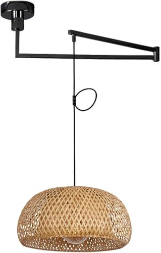 Suspension rotin cuisine îlot lustre bambou tressé bohème