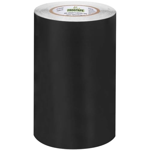 Image of FrogTape Pro Grade Flashing Tape for Windows & Doors, 9 Inch Width - 75 Foot Roll, All Weather & UV Resistant Flashing Tape with Advanced Acrylic Adhesive - 10 mils - Black (Pack of 4)