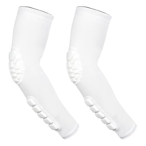 Codera Manguitos Codo y antebrazo con Acolchado, 2 Piezas, para Voleibol, fútbol, Baloncesto, Futbol Americano, Balonmano (White,XL)