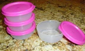 Tupperware 2oz Mini Snack Cups Midget Bowl 4pc Set New Pink