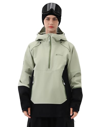 Image of Ski Jacket Women with Recco 3L Snowboard Anorak Pullover Baggy Coat Hooded Insulated Hoodie Waterproof Warm