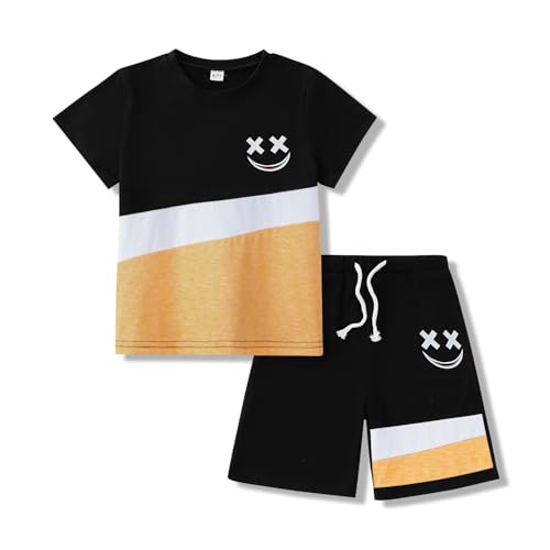 Image of Boys Clothes 2 Piece Size 6-13Y Short Sleeve T-Shirt & Shorts Set Casual Kids Boys Spring Summer Outfits
